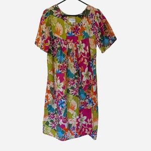 90s National Floral Patchwork Cotton Dress/mumu  Bright Colors